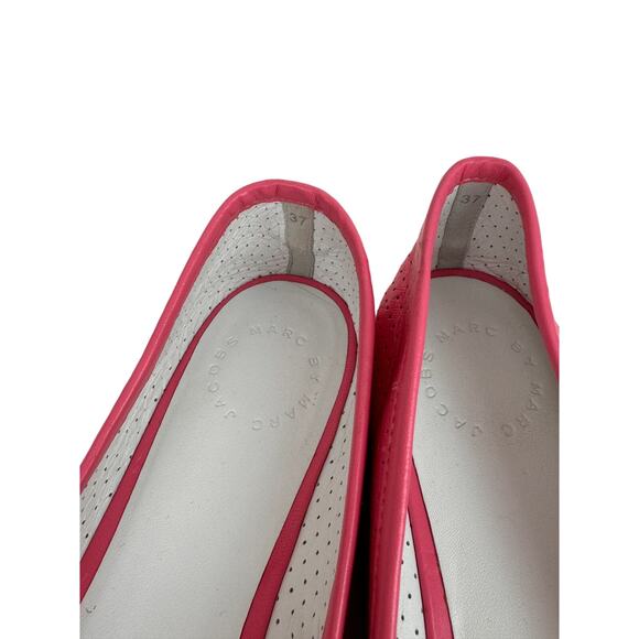 Marc By Marc Jacobs Mouse Ballet Flats Pink Slip On Leather Perforated Size 37 - Picture 5 of 8
